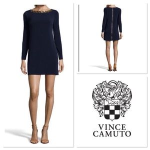 Vince Camuto Navy Jeweled Shift Dress